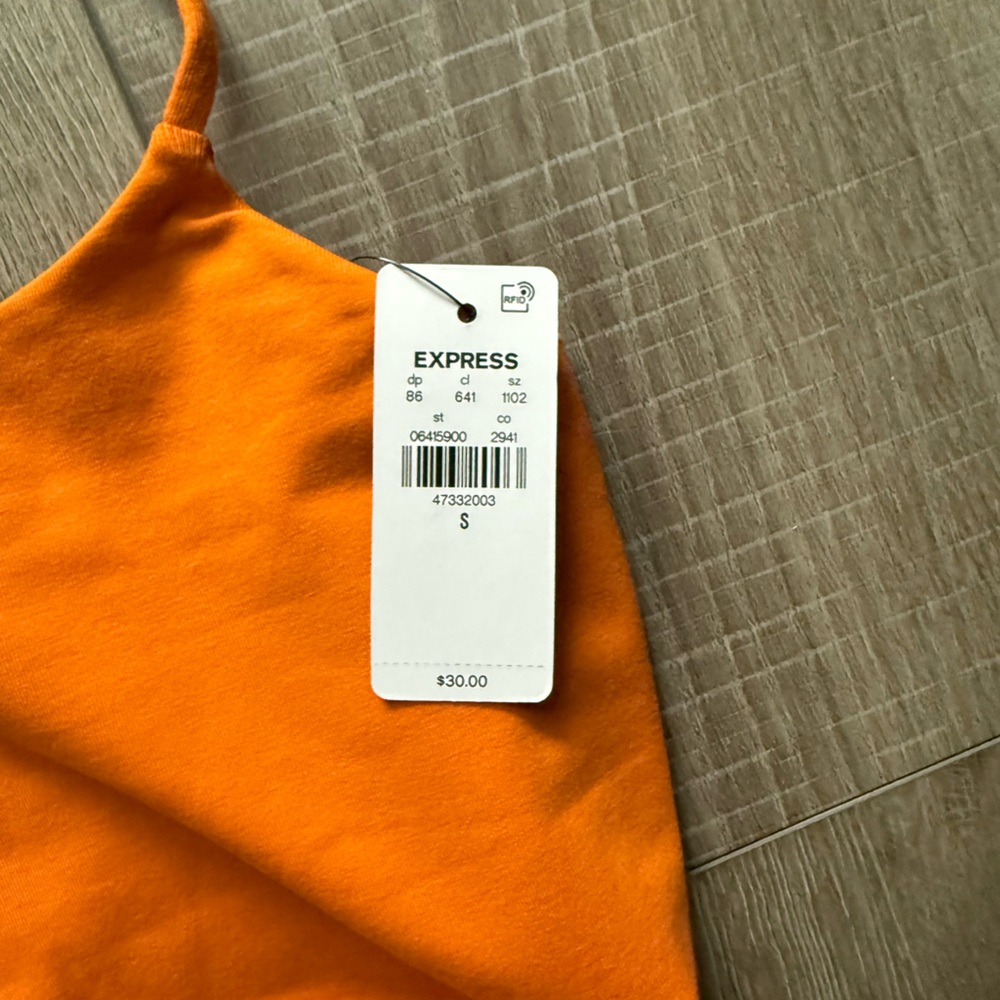 NWT express Body Contour Stretch Cotton Scoop Neck Cropped Cami Curry orange S - Picture 6 of 8